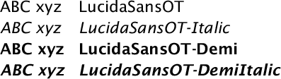 OpenType Lucida Sans fonts