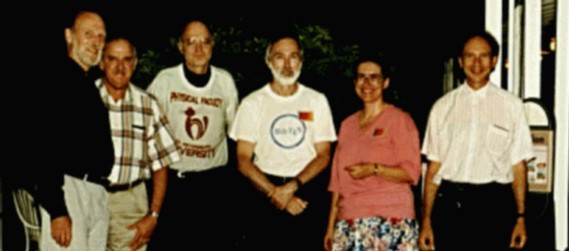 Photo of five past presidents with Knuth